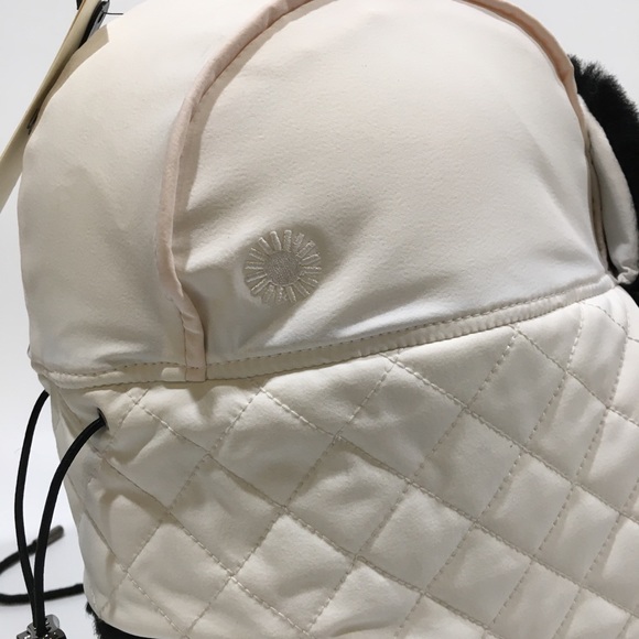 UGG Quilted Nylon Trapper with Fur Trim -White -NEW - Picture 9 of 10